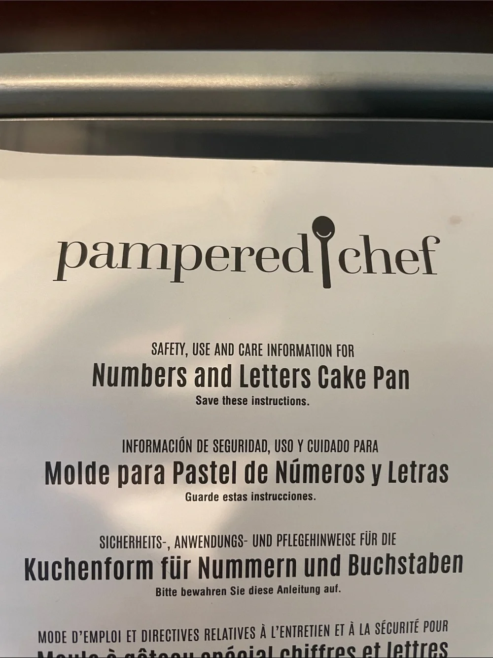 The Pampered Chef Numbers and Letters Cake Pan with Teal Letter Inserts